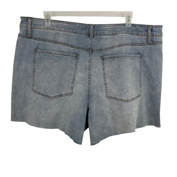 Stitch Star Floral Embroidered Fray Bottom Denim Shorts Womens Size 22W - Picture 2 of 10